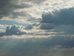sky clouds sun sunbeam blue white