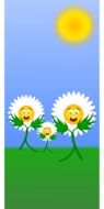 painted smiling daisies under the sun