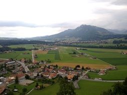 landscape of a village and mountain