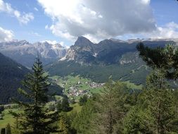 landscape of beautiful majestic mountains in altoadige corvara