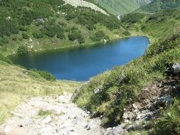 lake on alpine mountains