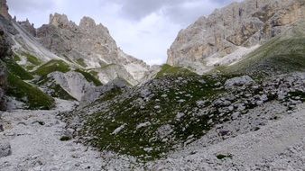 hiking track in the dolomites mountains