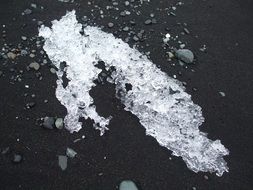 white ice on the beach sand