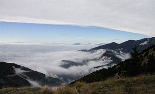 Cloudy mountain peaks in Slovenia