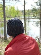 lonely man near the lake
