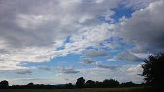 cloudy summer sky over green landscapes