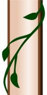 Drawing of a green vine on a pole at white background