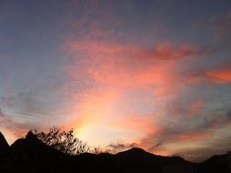 landscape of the sunset above mountains in brazil, rio de janeiro