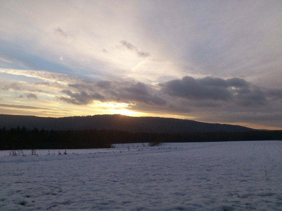 winter morning on a background of the picturesque landscape, germany, Westerwald