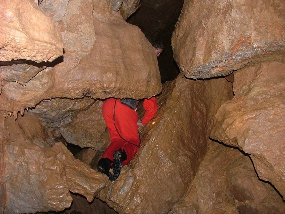climber in the Baradla Aggtelek Cave