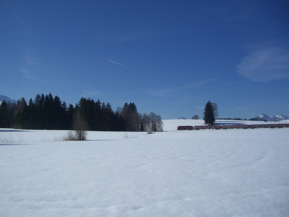 train on the beautiful winter landscape