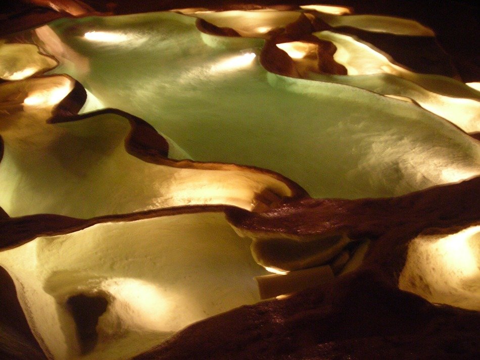 calcium deposition in the cave, france, ardeche