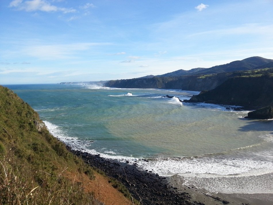 top view on the beach at high tide