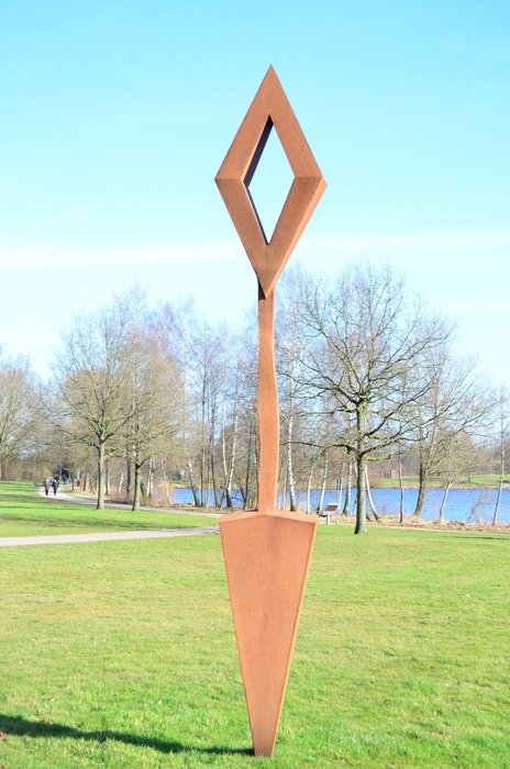 rhombus as a sculpture in a landscape park