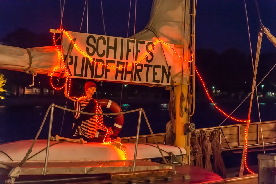 Skeleton on boat night view
