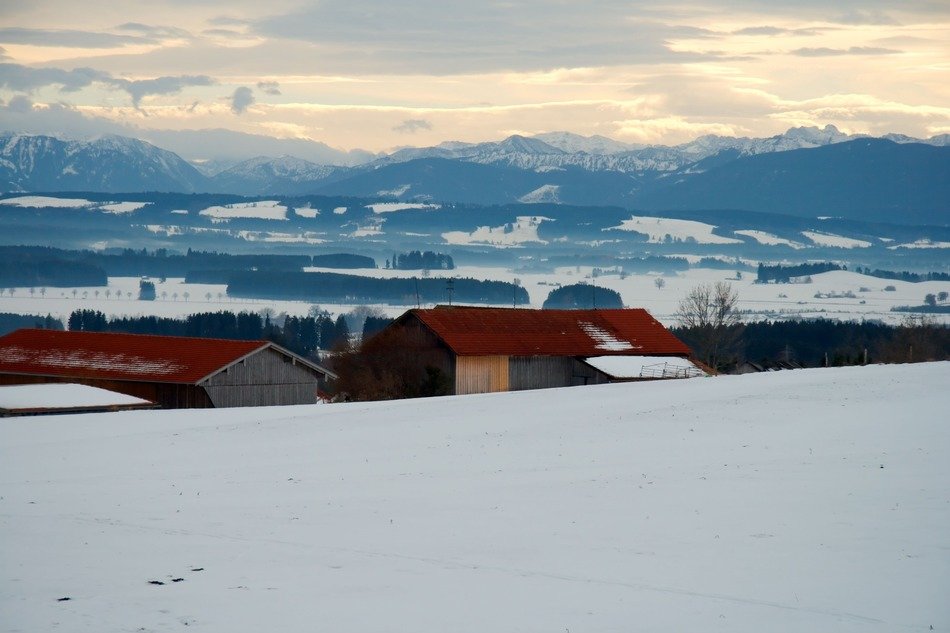 mountains in the snow in bavaria