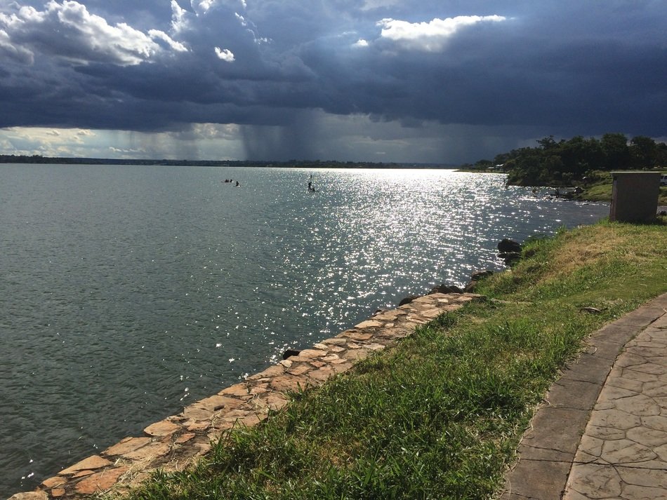 lake in sun lights in Brasilia