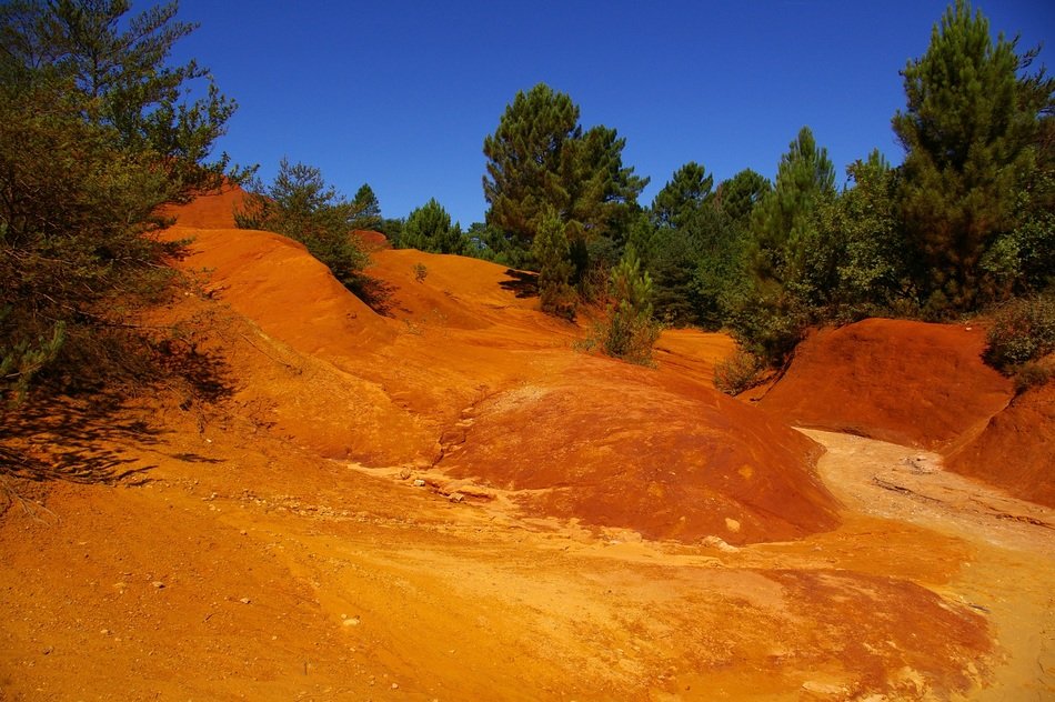 ocher on the background of bright blue sky