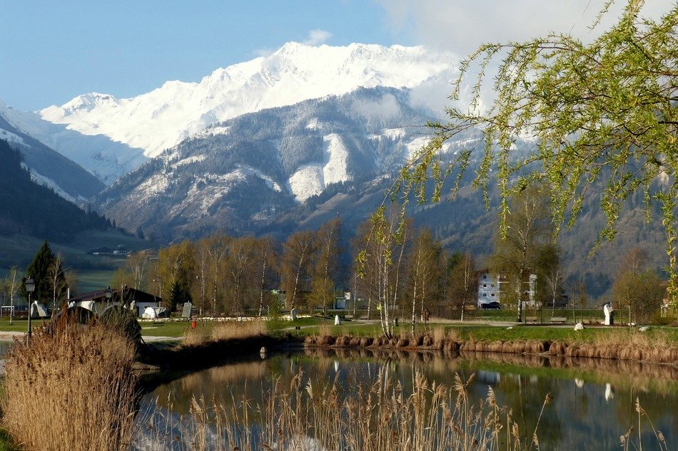 small lake on the background of beautiful mountains