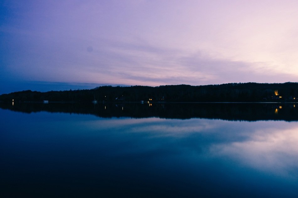 purple sunset over the lake