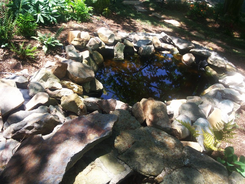 pond in the center of the cliff
