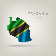 Flag of TANZANIA as a country with shadow