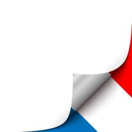 Curled up Paper Corner on French Flag Background Vector Illustration