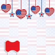 American background with hanging hearts and stars