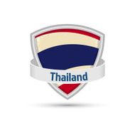 Thailand flag on the shield with a ribbon