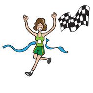 Woman running finish line