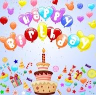 Birthday background with colorful balloon cartoon