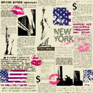 Newspaper New York with the sketch statue of Liberty