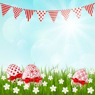 Easter eggs on green grass