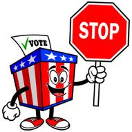 Ballot Box Mascot with Stop Sign