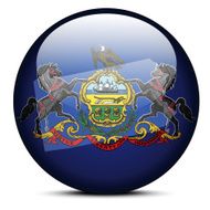 Map on flag button of USA Pennsylvania State