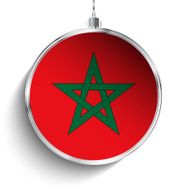 Merry Christmas Silver Ball with Flag Morocco