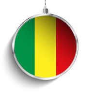 Merry Christmas Silver Ball with Flag Mali