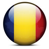 Map with Dot Pattern on flag button of Romania