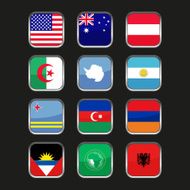 World Flags Icons Set Name Country of Letter A Vector