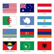 World Flags Set Name Country of Letter A Vector