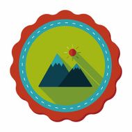 Mountain tourist flat icon with long shadow N7
