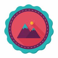Mountain tourist flat icon with long shadow N8
