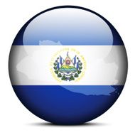 Map on flag button of Republic El Salvador