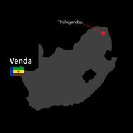 Detailed map of Venda and capital city Thohoyandou with flag