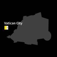 Detailed map of Vatican City with flag on black background