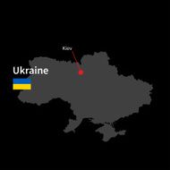 Detailed map of Ukraine and capital city Kiev with flag