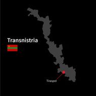 Detailed map of Transnistria and capital city Tiraspol with flag