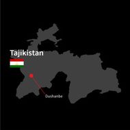 Detailed map of Tajikistan and capital city Dushanbe with flag
