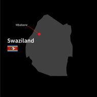 Detailed map of Swaziland and capital city Mbabane with flag