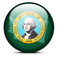 Map on flag button of USA Washington State